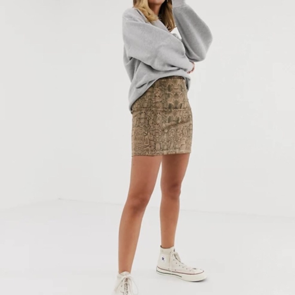 Pieces Snake Print Mini Skirt